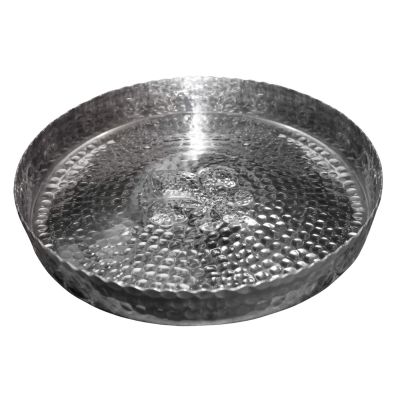 Image two of Hammered Aluminum Fleur de Lis Tray 13"